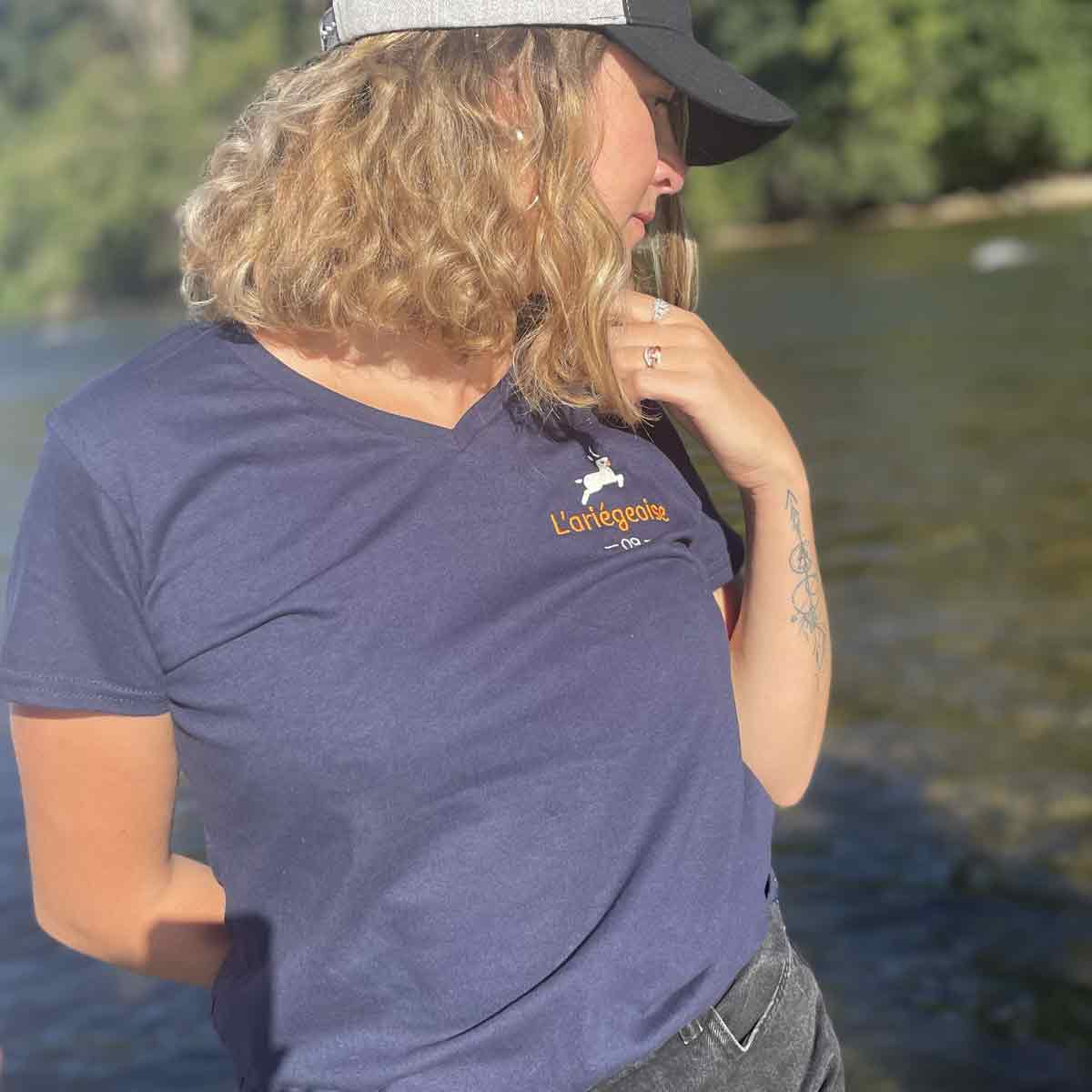 Tee-shirt bleu marine pour femme Ariège L'Ariégeois 09